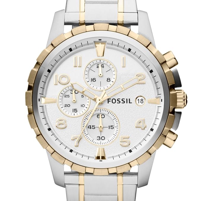 Fossil Analog White Dial Men's Watch-FS4795 Stainless Steel, Multicolor Strap - Image 2