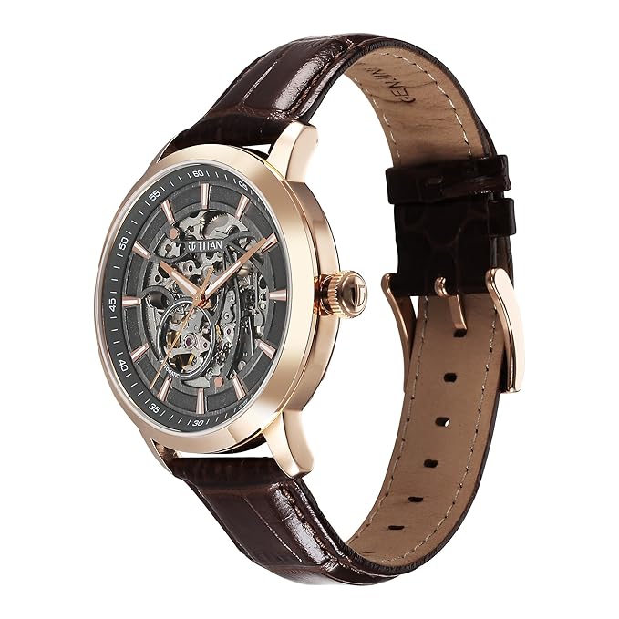 Fossil Men Leather Bronson Analog Black Dial Watch-Me3219, Band Color-Brown - Image 5