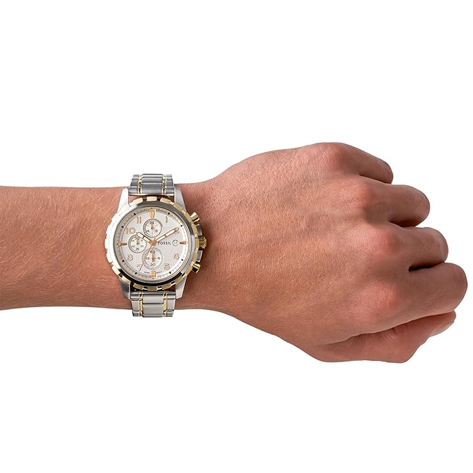 Fossil Analog White Dial Men's Watch-FS4795 Stainless Steel, Multicolor Strap - Image 4