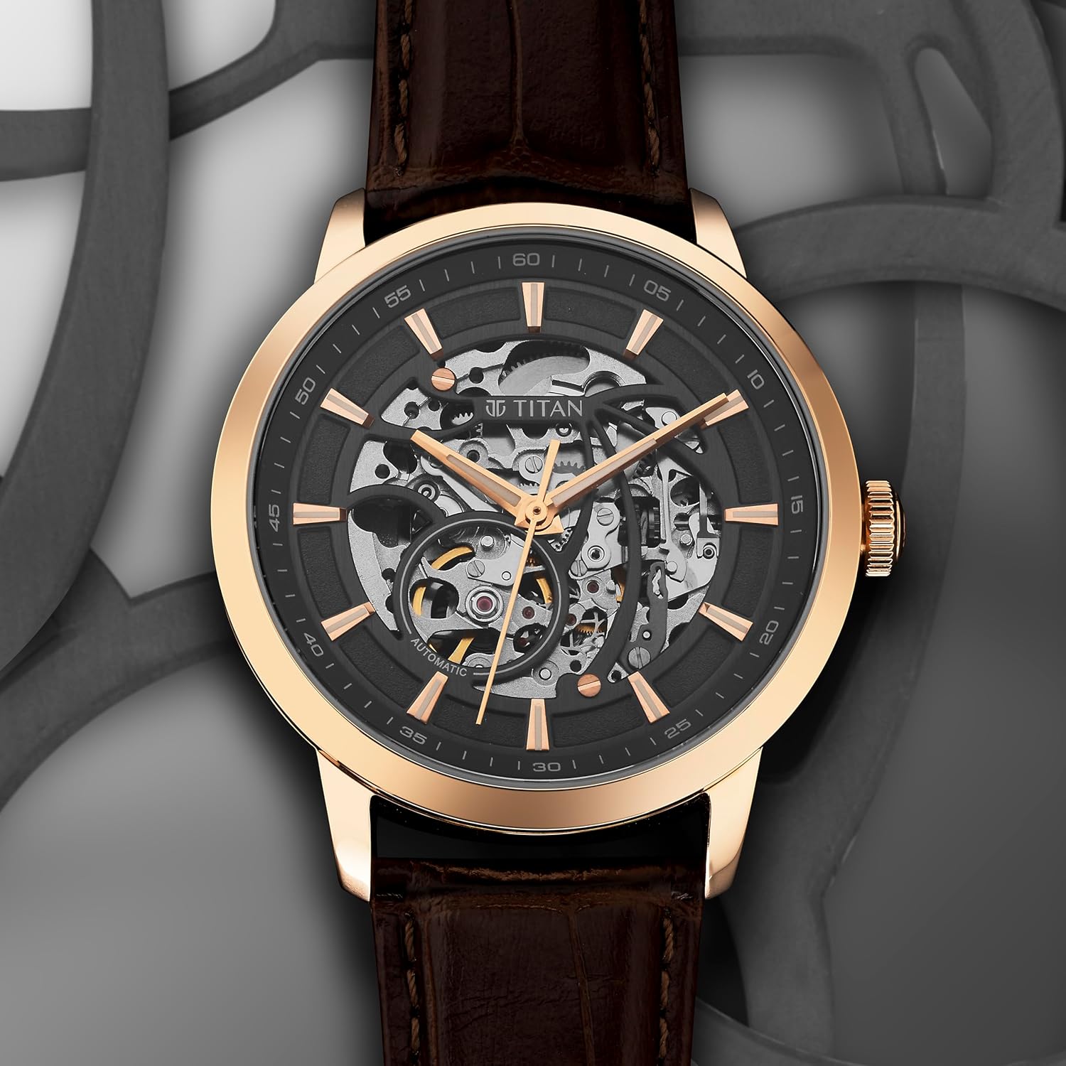 Fossil Men Leather Bronson Analog Black Dial Watch-Me3219, Band Color-Brown - Image 3